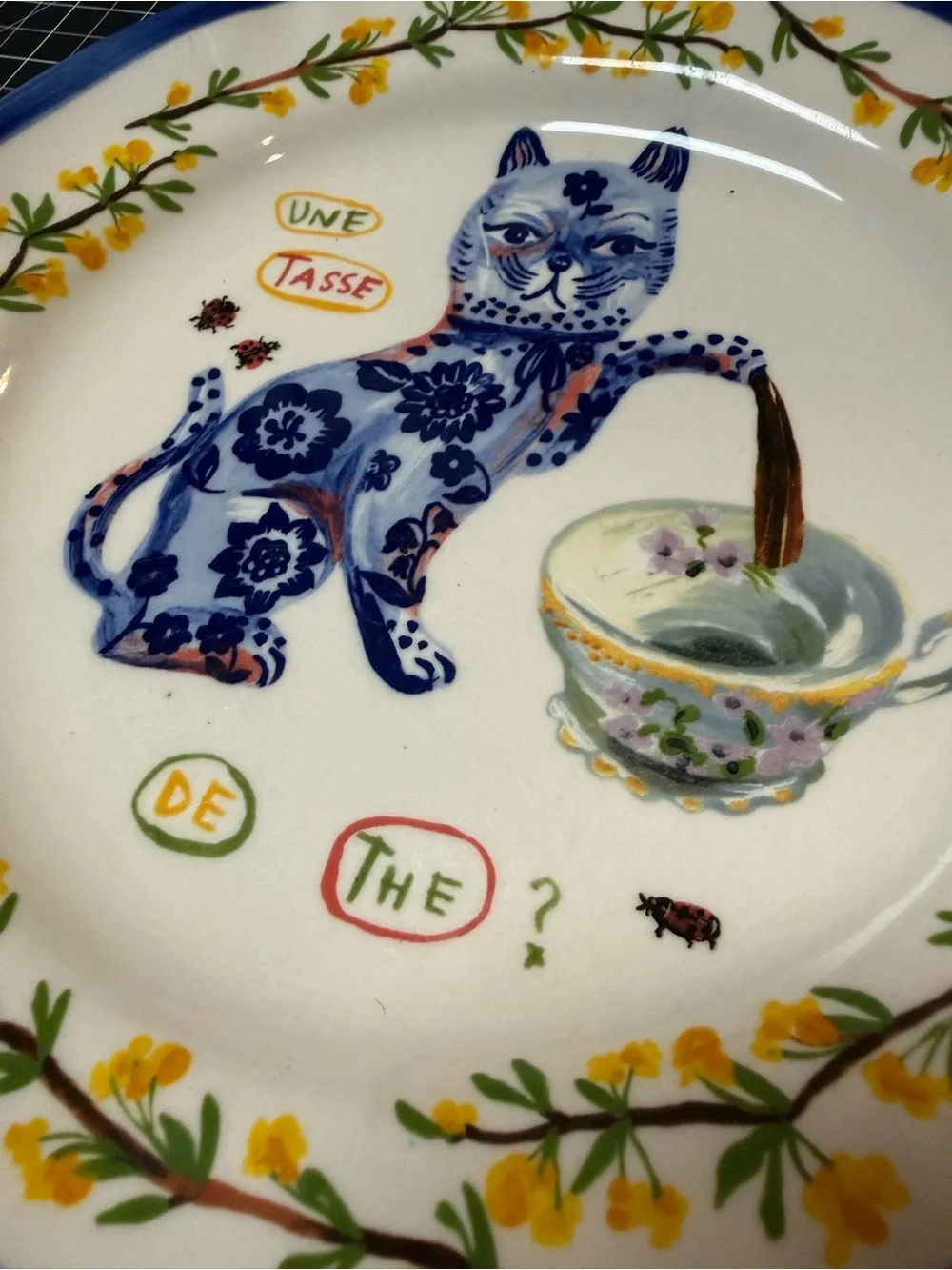 Adorable Nathalie Léte Anthropologie Plate with cat